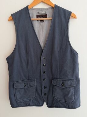 BLACK BROWN 1826 Button Front V Neck Vest Waistcoat Utilitarian Academia Casual